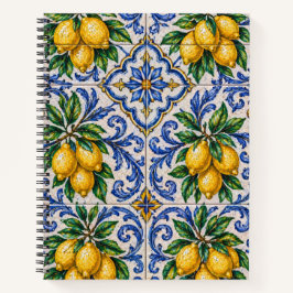 Mediterraanse citroen azulejo-tegel notitieboek