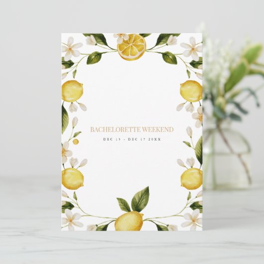 Mediterraanse citroen Bachelorette Weekend Kaart (Staand voorkant)