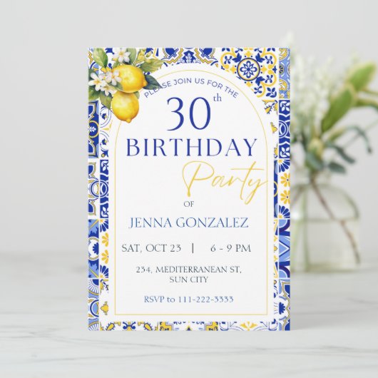 Mediterraanse citroen Italiaans 30th Any Age Verja Kaart (Staand voorkant)