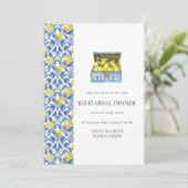 Mediterraanse citroen repetitie diner uitnodiging (Staand voorkant)