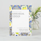 Mediterraanse citroen repetitie diner uitnodiging (Staand voorkant)