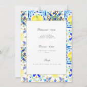 Mediterraanse citroen repetitie diner uitnodiging (Achterkant)