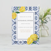 Mediterraanse citroen repetitie diner uitnodiging (Staand voorkant)