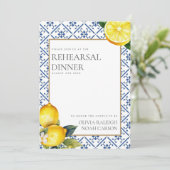 Mediterraanse citroen repetitie diner uitnodiging (Staand voorkant)
