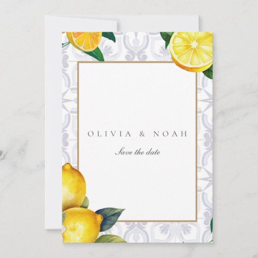 Mediterraanse citroen Save The Date Bruiloft Kaart (Voorkant)