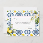 Mediterraanse citroen Tegels bruidsmeisje voorstel Save The Date (Achterkant)