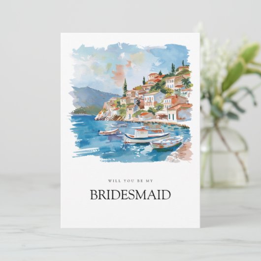 Mediterraanse citroen Tegels bruidsmeisje voorstel Save The Date (Staand voorkant)