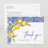 Mediterraanse citroenen Blauwe Tegels Bruiloft Dan Briefkaart (Voorkant / Achterkant)