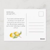 Mediterraanse citroenen Blauwe Tegels Bruiloft Dan Briefkaart (Achterkant)