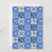 Mediterraanse citroenen Blauwe Tegels Bruiloft Kaart (Achterkant)