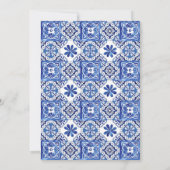 Mediterraanse citroenen Blauwe Tegels Bruiloft Kaart (Achterkant)