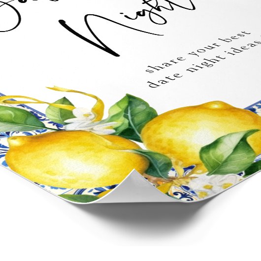 Mediterraanse citroenen bruids douche datum nacht  poster (Hoek)