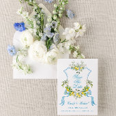 Mediterraanse Foto/Crest Trouwkaart Save the Date Kaart