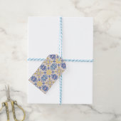 Mediterraanse gele witte blauwe tegels cadeaulabel (Met Touw)