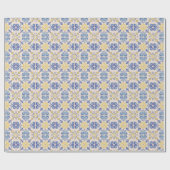 Mediterraanse gele witte blauwe tegels cadeaupapier (Vlak)