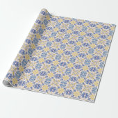 Mediterraanse gele witte blauwe tegels cadeaupapier (Uitgerold)
