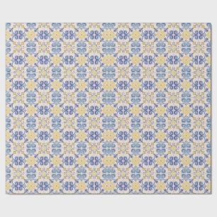 Mediterraanse gele witte blauwe tegels  cadeaupapier