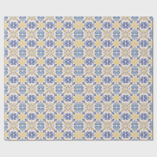 Mediterraanse gele witte blauwe tegels cadeaupapier (Zoom)