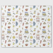 Mediterraanse Italiaanse Zomer Doodle Cadeaupapier (Vlak)