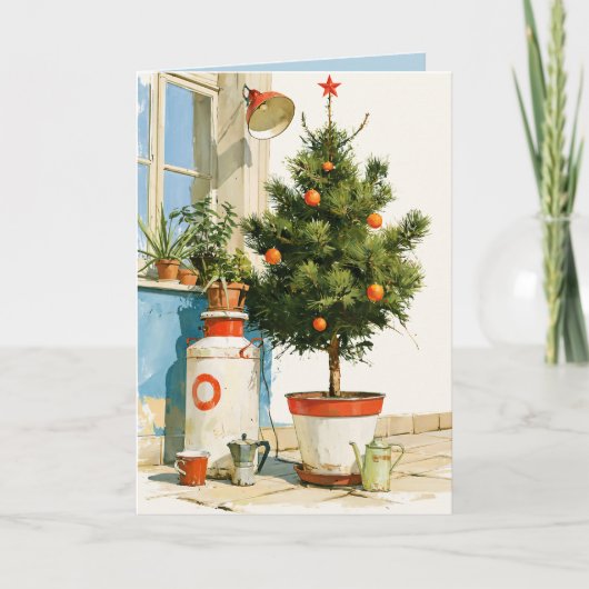 Mediterraanse kerstboom op het dak kaart (Voorkant)