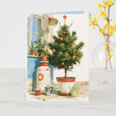 Mediterraanse kerstboom op het dak kaart (Gele Bloem)