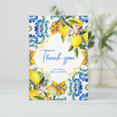 Mediterraanse Majolica tegels citroenen bruidsshow Bedankkaart (Staand voorkant)