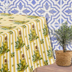 Mediterraanse olijfolie met gele streep personalis tafelkleed