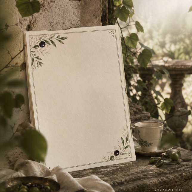 Mediterraanse Olijftak Vintage Botanische Kunst Briefhoofd (Creator heeft geüpload)