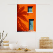 Mediterraanse oranje muurposter, kustpalm poster (Keuken)