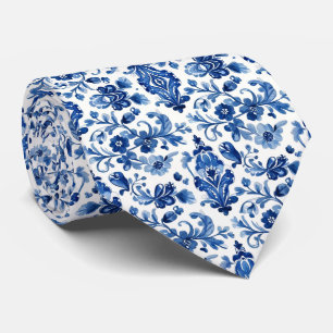Mediterraanse Portugese Blauwe Tegel Detail Stropdas