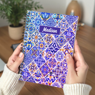 Mediterraanse Siciliaanse Talavera paarse blauwe t Notitieboek