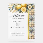 Mediterraanse tegel bloem Italiaans Positano Citro Acryl Bord (Voorkant)