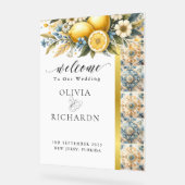 Mediterraanse tegel bloem Italiaans Positano Citro Acryl Bord (Hoek)