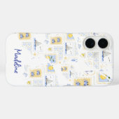 Mediterraanse tegel citroen kust monogram naam Case-Mate iPhone case (Achterkant (horizontaal))