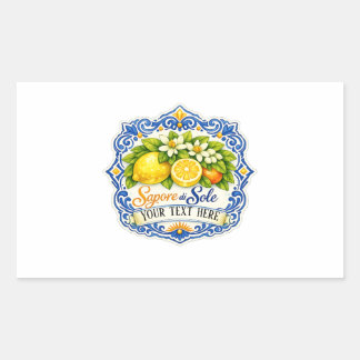 Mediterraanse Tegel Citroen – Watercolor Kunst met Rechthoekige Sticker