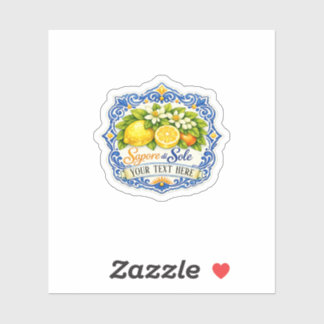 Mediterraanse Tegel Citroen – Watercolor Kunst met Sticker