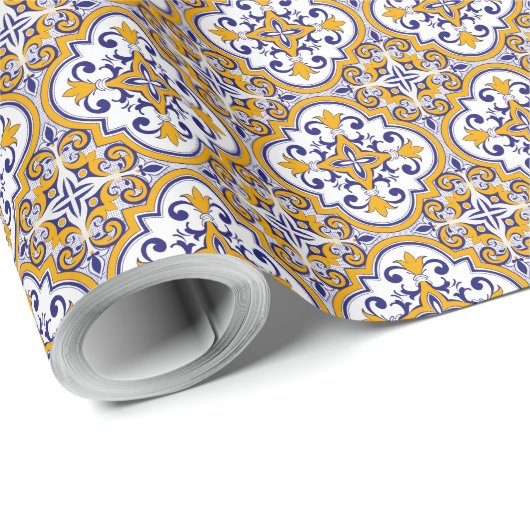 Mediterraanse tegel elegante Boho Cadeaupapier (Rol Hoek)