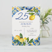 Mediterraanse Tegels Citroen 25e Elke Verjaardag Kaart (Staand voorkant)