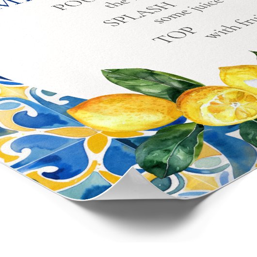 Mediterraanse Tegels Citroen 25e Verjaardag Mimosa Poster (Hoek)