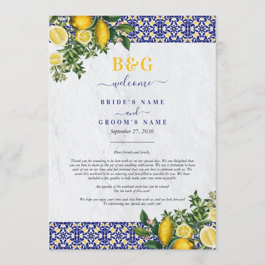 Mediterraanse Tegels Citroen Trouw Itinerary Programmakaart (Voorkant)