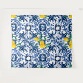 Mediterraanse tegels,majolica,blauwe tegels,citroe wandkleed (Voorkant (horizontaal))