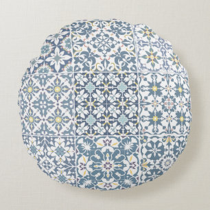 Mediterraanse tegels, Marokkaans, Majolica, Azulej Rond Kussen