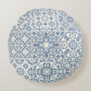 Mediterraanse Tegels, Marokkaans, Majolica, Azulej Rond Kussen