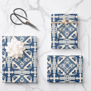 Mediterraanse Tegels, Portugees, Azulejo, Majolica Inpakpapier Vel