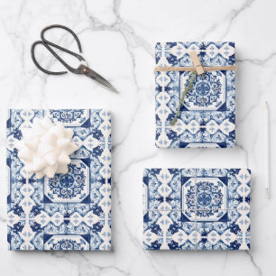 Mediterraanse tegels, Portugees, Azulejo, Majolica Inpakpapier Vel