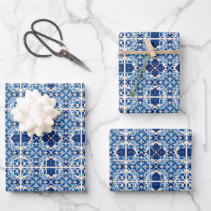 Mediterraanse Tegels, Portugees, Azulejo, Majolica Inpakpapier Vel