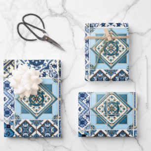 Mediterraanse tegels, Portugees, Azulejo, Majolica Inpakpapier Vel