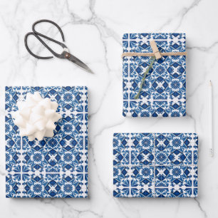 Mediterraanse Tegels, Portugees, Azulejo, Majolica Inpakpapier Vel