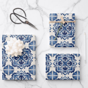 Mediterraanse tegels, Portugees, Azulejo, Majolica Inpakpapier Vel