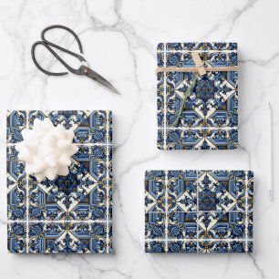 Mediterraanse Tegels, Portugees, Azulejo, Majolica Inpakpapier Vel